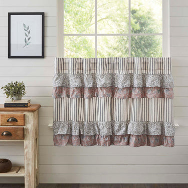 Kaila Ticking Blue Ruffled Tier Set of 2 L36xW36 VHC Brands - The Fox Decor